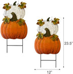 Set of 2 Metal Pumpkin Yard Stakes Fall Harvest Garden Lawn Yard Porch Outdoors Welcome Decorations, Autumn Halloween Thanksgiving Decorative Pumpkins Outdoor Décor - Image 2