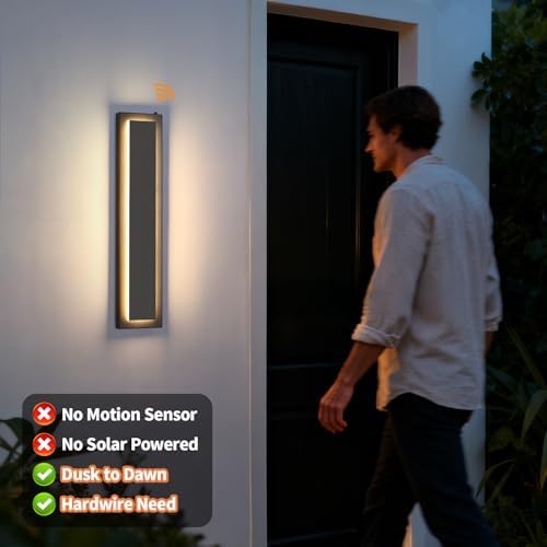 23.6'' Dusk to Dawn Outdoor Sconce Lights Black Exterior Lighting Fixtures - Image 4