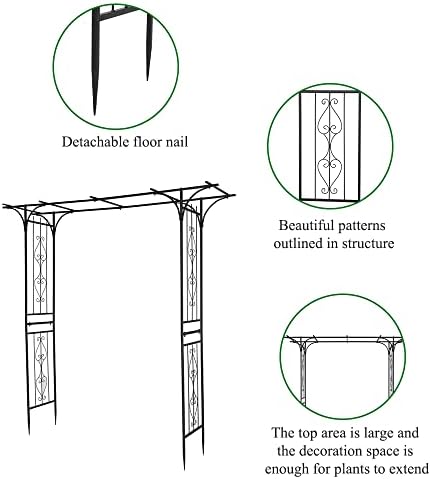 Metal Garden Arbor Trellis with Side Garden Trellis, 7FT Heavy Duty Arch Archway for Wedding, Backyard & Vine Plants - Rust-Resistant Powder-Coated Steel, Easy Assembly - Image 3