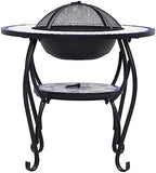 Outdoor Fire Pit Table, Mosaic Burning Fire Pit Bowl, Multipurpose Firepits for Outside, Fireplace for Yard, Garden, Patio, Blue and White 26.8" Ceramic,-354 - Image 4