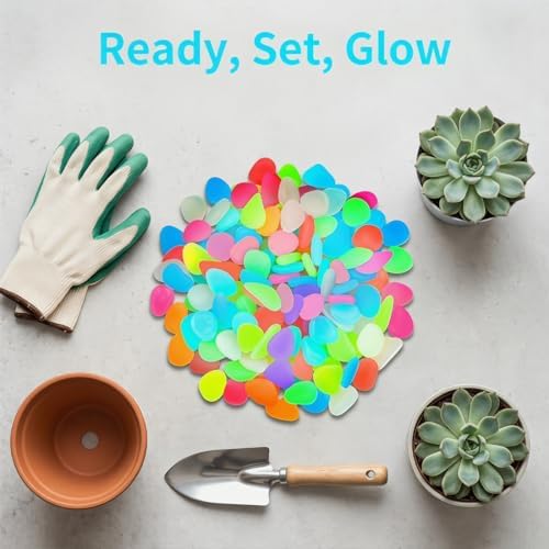 Colorful Glow in the Dark Pebbles for Garden Outdoors, Luminous Stones for Walkways, Driveways & Fish Tank Decor, Weatherproof Resin Glowing Rocks for Landscaping & Aquarium (1000, Multicolor) - Image 6