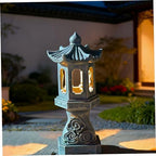 Pagoda Lantern Pagoda Garden Statue, Resin Solar Japanese Lantern, Decorative Zen Garden Landscape for Yard Patio Lawn, Style2 - Image 3