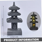 Pagoda Garden Statue, 10 Inch Weatherproof Solar Garden Decor, LED Light Zen Japanese Lantern for Backyard Balcony Patio Lawn Yard, Grey Pagoda Statue - Image 3