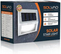 SOLVAO Solar Stair Lights Outdoor, 6 Pack Solar Step Lights with Auto On/Off Dusk to Dawn Sensor, Waterproof IP44 LED Deck Fence Lights, Stainless Steel Solar Wall Lights for Steps, Pathway, Garden by SOLVAO