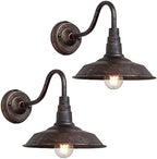 2-Pack Outdoor Barn Lights, 10" Bronze Gooseneck Wall Sconces by RIIGOOG