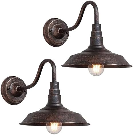 2-Pack Outdoor Barn Lights, 10" Bronze Gooseneck Wall Sconces by RIIGOOG