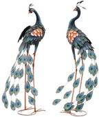 36" Peacock Garden Decor Set of 2, Large Outdoor Metal Yard Art - Image 2