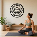 Personalized Yoga Studio Metal Sign Custom Lotus Wall Decor with Name and EST Year Round Meditation Room Plaque for Spa Wellness Studio Home Gym Entryway Gift - Image 2