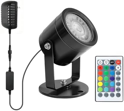 Colored Pond Lights with Timer, 20 Ft Cable Underwater SpotLights IP68 Waterproof Aluminium Case Fountain Light Submersible for Outdoor Pond Fountain Waterfall, 8W 1 Lights by TENSUL