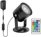 Colored Pond Lights with Timer, 20 Ft Cable Underwater SpotLights IP68 Waterproof Aluminium Case Fountain Light Submersible for Outdoor Pond Fountain Waterfall, 8W 1 Lights by TENSUL
