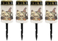 Poceacles Solar Lights Outdoor Grave Candle for Cemetery Decoration Solar Outdoor Lights for Garden Lawn Backyard Pathway Decor, Skull Black Cat Leaf Print, Pack of 4 by Poceacles