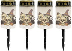 Poceacles Solar Lights Outdoor Grave Candle for Cemetery Decoration Solar Outdoor Lights for Garden Lawn Backyard Pathway Decor, Skull Black Cat Leaf Print, Pack of 4 by Poceacles