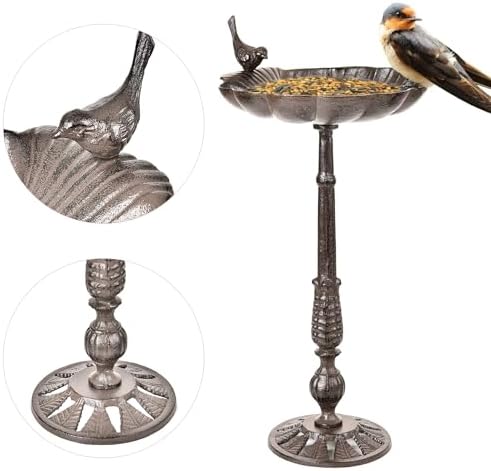 Sungmor Antique Shell-Shape Cast Iron Bird Bath 21in Tall Stand - Image 5