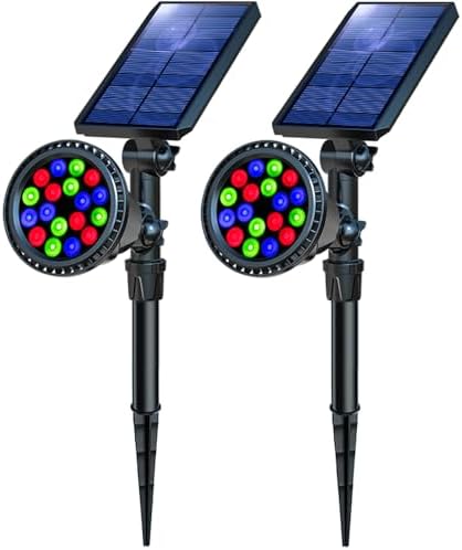 Solar Outdoor Lights, 9 Modes Color Changing 18 LED Halloween Solar Spot Lights Outdoor Waterproof Spotlight Landscape Light Solar Powered for Garden Yard Tree Flag Patio Christmas(2 Pack) by OSORD