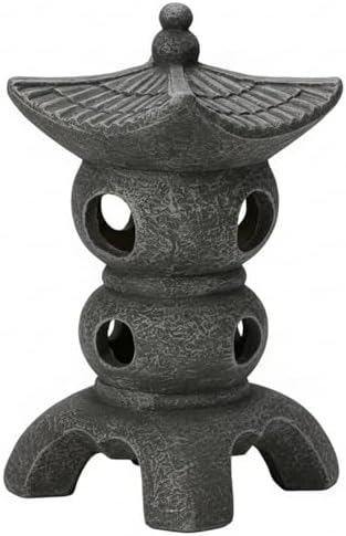 Pagoda Garden Statue - Grey Resin Pagoda Statue with Zen Ambiance, Water-Resistant Outdoor Decor for Patio, Yard, Landscape Garden, Lantern by Unknown