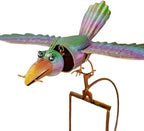 Zaer Ltd. Metal Rocking Bird Garden Stakes, 53 Inch Tall, Colorful Hand-Painted Birds, Spring Motion (Green Blue Purple Bird) - Image 2