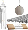Wind Chimes for Outside and Inside – 44 inch – 528hz Solfeggio Healing Tones - Silver by ARCHETYPEBRANDS
