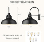 Bestshared Outdoor Barn Lights, 11.4 Inch Dome Outdoor Wall Sconce, E26 Socket Weather Resistant Farmhouse Porch wall Lights, Anti-Rust Exterior Lighting Fixture for House, Porch,Patio, Garage - Image 3