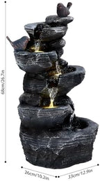 5-Tier Cascading Rock Outdoor Waterfall Fountain, Garden Fountains with LED Lights, Weather-Resistant Resin, Soothing Water Flow, Waterfall Fountain for Patio, Backyard, Indoor/Outdoor Decor Black1 - Image 7