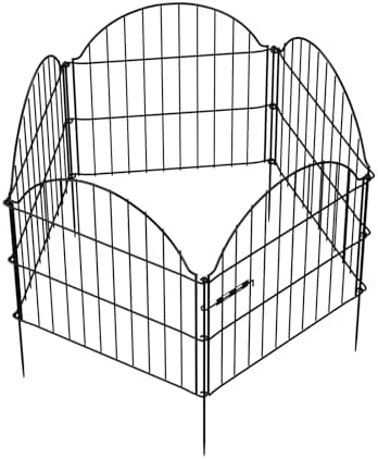 Garden Fence Panels, 24in H x 9.68ft L, 5 Panels with Gate Rust-Resistant Decorative Garden Fence, No Dig Small Garden Fence, Animal Barrier Fence for Garden Yard Flower Bed Patio Outdoor by Kiplant