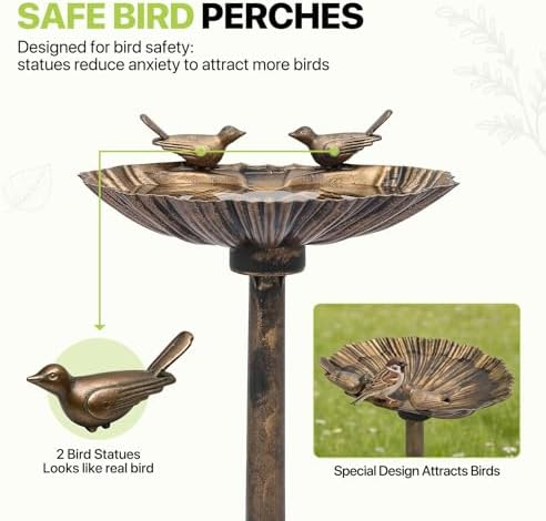 Magshion 31.5" Bird Bath with Solar Fountain for Outside, Bronze - Image 6