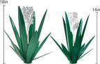 Metal Agave Plant Garden Art, 2 Pack Tequila Rustic Sculpture, Rustic Metal Agave Plants for Yard Stakes, Garden Figurines, Outdoor Patio (2 PCS White Flowers) - Image 2