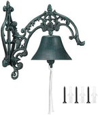 Blulu Large Outdoor Dinner Hanging Bell Vintage Rustic Cast Iron Wall Mounted Bell Heavy Duty Doorbell for Outside Front Door Garden Home Porch Decor, with Mounting Screws & Anchors by Blulu