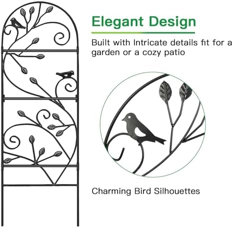 AMAGABELI 2 Pack Garden Trellis for Climbing Plants Outdoor Trellis 46" x 15" Climbing Rose Trellis Metal Trellis for Vines Flower Patio for Grape Cucumber Clematis Decorative Trellis Black - Image 3