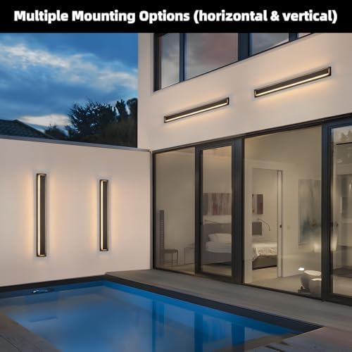 39.3'' 1 Pack Modern Outdoor Light Fixture, Long Exterior LED Lights Black - Image 6