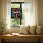 Gnome with Tree Climbing Stained Glass Suncatcher – Square Hanging Window Panel for Home, Garden, Nursery, Halloween, Christmas, Memorial Day – Whimsical Glass Art Gift for Gnome Lovers sao25y - Image 7