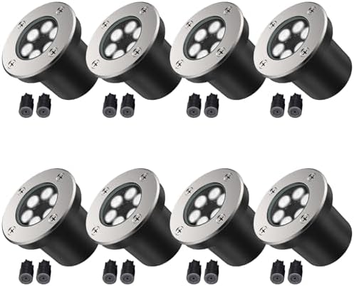 JESLED 8 Pack Low Voltage Landscape Lights, 6000K LED Well Lights by JESLED