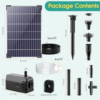 Antfraer 12W Solar Fountain Pump, Solar Pond Pump 160GPH Adjustable Flow with 16.5Ft Cord & 6.6Ft Tubing for Ponds, Wildlife Gardens, Bird Baths & DIY Water Features - Image 2