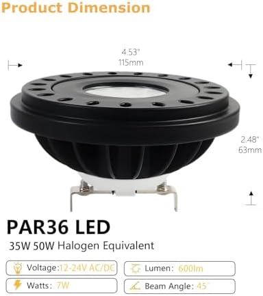 Cheopha PAR36 Led Landscape Bulb IP67 Spotlights Flood Lights 7W 12V 2-Pack - Image 4