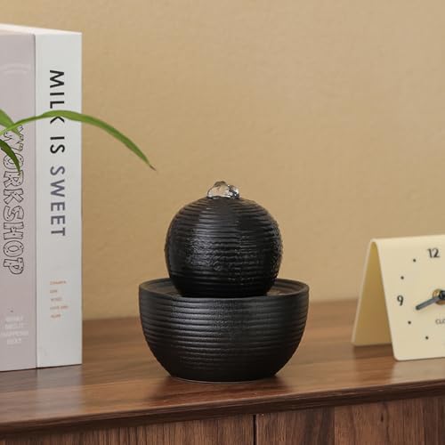 Ceramic Tabletop Desktop mini Fountain Water Feature Water Fall Indoor and Outdoor and Home Decoration (Black A173) - Image 4