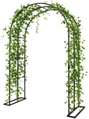 Garden Arch Trellis 55" W x 90" H Metal Arbor for Climbing Plants, Wedding Arch for Ceremony Indoor Outdoor, Black Garden Arbor for Party Decoration Backyard Lawn (Black, 55" W x 90" H) by Unknown