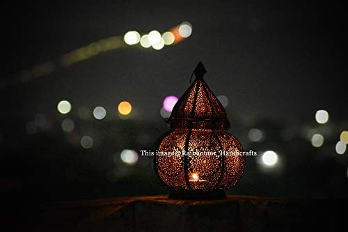 Oriental Moroccan Metal Lantern Black 30cm | Oriental Moroccan Wind Light Garden Wind Light | Moroccan Metal Lantern for Outside as a Garden Lantern, or Inside as a Table/Candle Lantern - Image 2