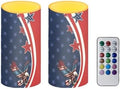 Eagle The Stars and Stripes Printed Flickering Flameless Candles, Decorative Battery Operated Candles Led Plastic Set of 2 Include Realistic Dancing LED Flames with Remote Control Timer by Merkmak