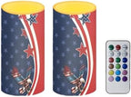 Eagle The Stars and Stripes Printed Flickering Flameless Candles, Decorative Battery Operated Candles Led Plastic Set of 2 Include Realistic Dancing LED Flames with Remote Control Timer by Merkmak