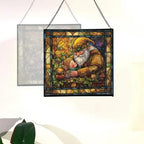 Gnome Mother Tending Her Child Stained Glass Suncatcher – Square Hanging Window Panel for Home, Garden, Nursery, Halloween, Christmas, Memorial Day – Whimsical Glass Art Gift for Gnome Lovers lckerh - Image 4