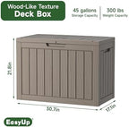 EasyUp 45 Gallon Waterproof Outdoor Storage Box UV Resistant Deck Box - Image 2