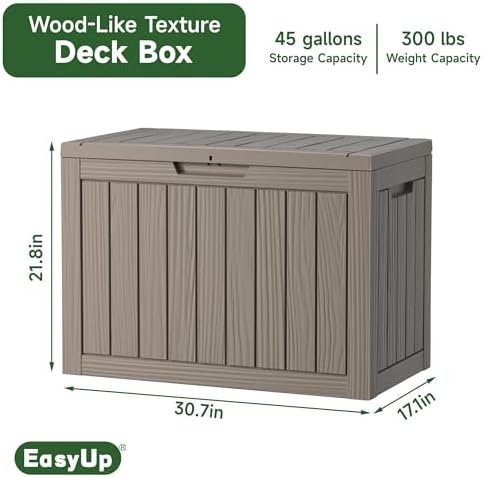 EasyUp 45 Gallon Waterproof Outdoor Storage Box UV Resistant Deck Box - Image 2