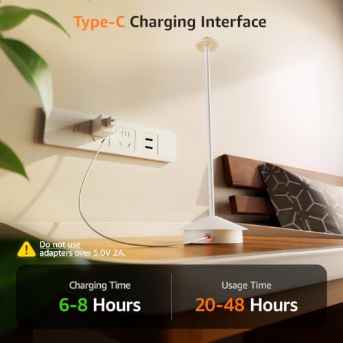 Cordless LED Table Lamps,Portable Battery Desk Lamp,2 Pack,White - Image 6