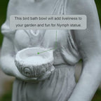 Outdoor Statue with Birdbath Bird Bath Bowl, Nymph Sculpture Goddess of Greek Mythology Roman Style for Patio Yard Lawn Porch Decor, Grey (Nymph) - Image 3