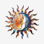 Celestial Sun and Moon Metal Sign Rustic Wall Art Plaque for Home Garden Patio Indoor Outdoor Decor Heavy Duty Waterproof Iron Hanging Ornament (16 INCH) by Unknown