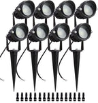 8Pack 5W Low Voltage Landscape Lights with Connectors Outdoor Lighting 24V AC/DC Focusing Lens LED Landscape Spotlights,600LM Warm White Waterproof Outdoor Garden Yard Lights by ALEDECO