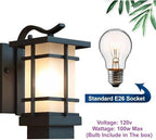 Outdoor Wall Light Fixtures, Exterior Waterproof Lanterns, Porch Sconces Wall Mounted Lighting with Modern Frosted Glass, Black Aluminum Wall Lamps for Patio Front Door Entryway (TYP_B, 13.1inch) - Image 3