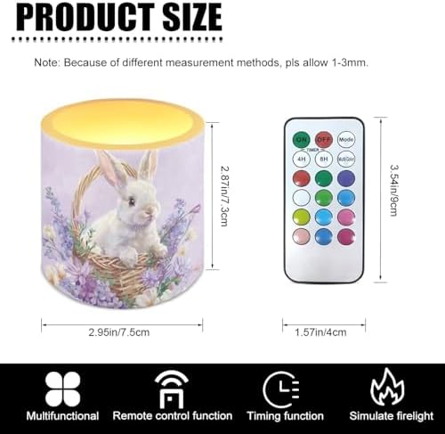 Pack of 4 Flameless Candles Bulk with Remote Battery Operated Candles with Timer Flickering LED Elictric Pillar Lights for Easter Day Home Decorations, Stylish Bunny Flower Egg - Image 3