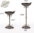 11.4" W*27.6" H Cast Iron Pedestal Bird Bath, Bird Baths for Outdoors - Image 2