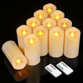 Bulk Set of 12 Outdoor Flameless Candles, Patented 3D Dual-LED Resin Pillars with 2 Remotes, Waterproof Non-Melting Battery Operated Wedding Aisle Decor, Ivory (D3 x H6) by Unknown