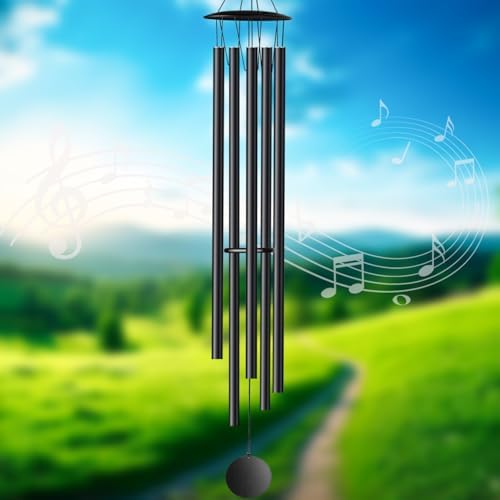 68” Large Wind Chimes for Home Garden Decor, Deep Tone Wind Chimes for Mom Grandma, Memorial Sympathy Gifts for Loss of Loved One, Black by OEMUXU